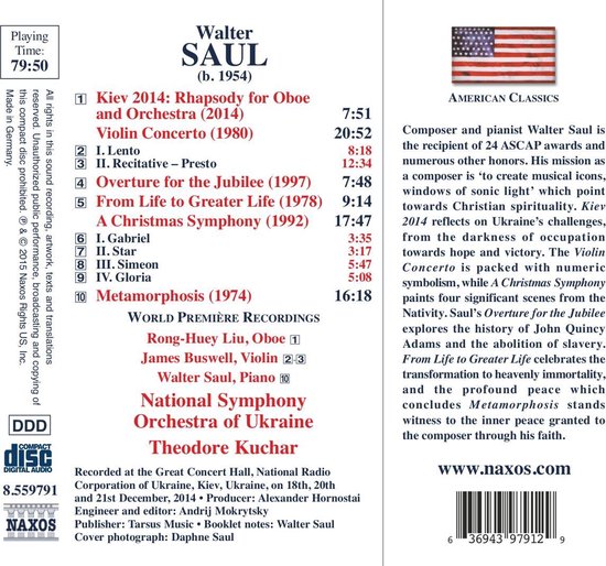National Symphony Orchestra Of Ukraine, Theodore Kuchar - Saul: Kiev 2014 | Violin Concerto | A Christmas Symphony | Metamorphosis (CD)
