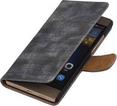Huawei P8 Lite Booktype Wallet Hoesje Mini Slang Grijs - Cover Case Hoes