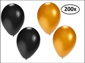 Ballonnen helium 200x zwart en goud
