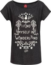 Disney Alice In Wonderland Dames Tshirt -S- I find myself in Wonderland Grijs