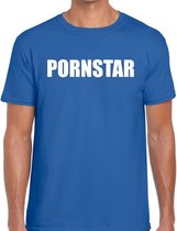 Pornstar tekst t-shirt blauw heren 2XL