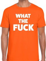 What the Fuck tekst t-shirt oranje heren - heren shirt What the Fuck - oranje kleding S