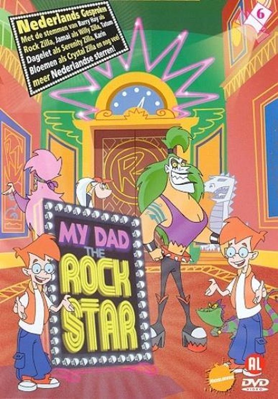 Hoes van "My Dad The Rock Star" met Willy Zilla, Rock Zilla, Jammaï en andere personages.