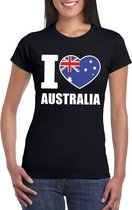 Zwart I love Australie fan shirt dames XS