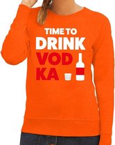 Time to drink Vodka tekst sweater oranje dames - dames trui Time to drink Vodka - oranje kleding XXL