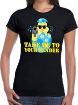 Fout paas t-shirt zwart take me to your leader voor dames XS