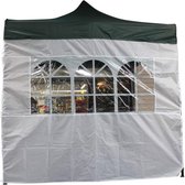 Gazebo - 250 cm x 250 cm - Groen - Inclusief witte gordijnen -  Hoogte 170 tot 210 cm