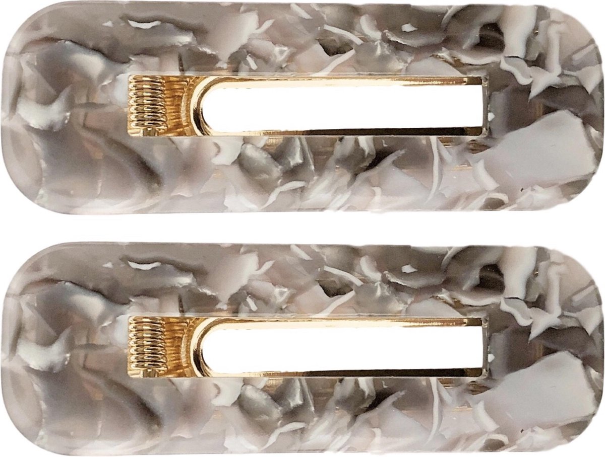 Lajetti - haarspeld grijs 2 stuks - haarclip grijs schuifspeldje rechthoekig - haaraccessoire