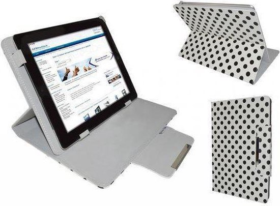 Polkadot Hoes  voor de Polaroid Midc407, Diamond Class Cover met Multi-stand, Wit, merk i12Cover