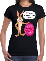 Zwart Paas t-shirt  Ei will always love you  - Pasen shirt voor dames - Pasen kleding M