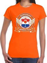 Kingsday drinking team t-shirt / t-shirt oranje dames - Koningsdag kleding S