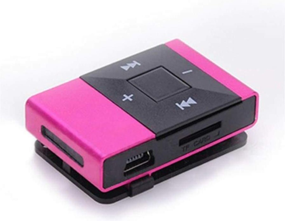 Mini MP3 Speler met in Ear Koptelefoon en USB Kabel Roze