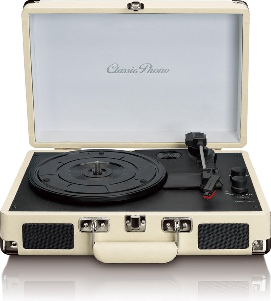 Classic Phono TT 11 Platenspeler met 2 speakers en Bluetooth Wit Classic Phono TT 11 Platenspeler met 2 speakers en Bluetooth Wit