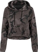 Women's camo cropped hoodie, Kleur Dark Camo, Maat M