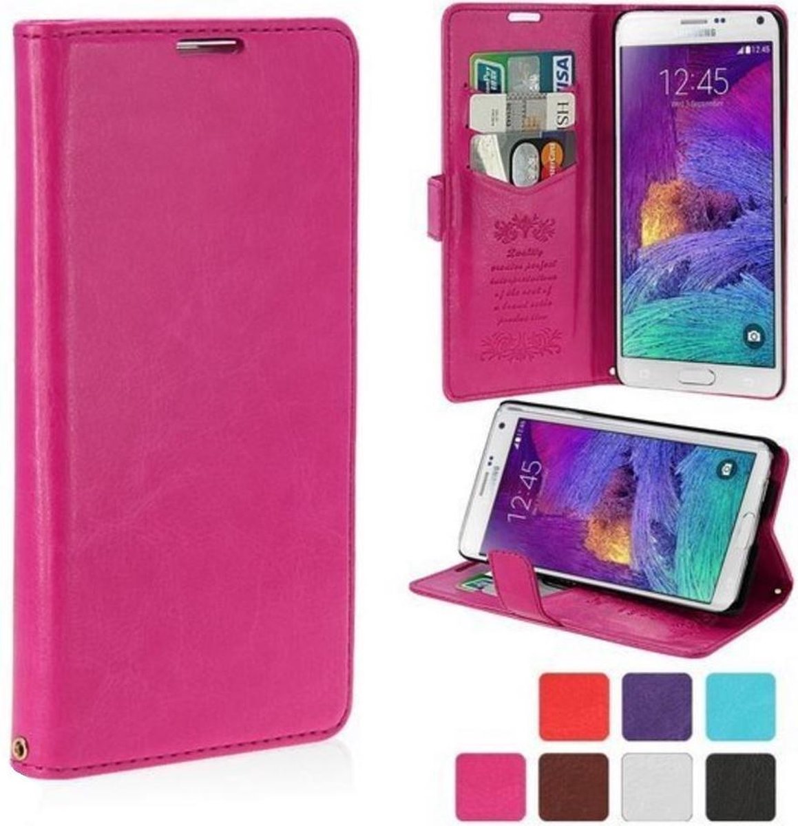 KDS Smooth Wallet case hoesje Geschikt voor: Samsung Galaxy Note 4 roze