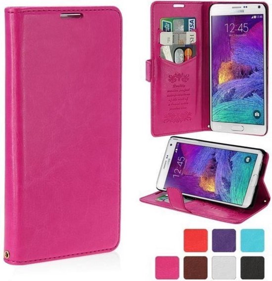 Dankzegging dichters Schaap KDS Smooth wallet case hoesje Samsung Galaxy Note 4 roze | bol.com