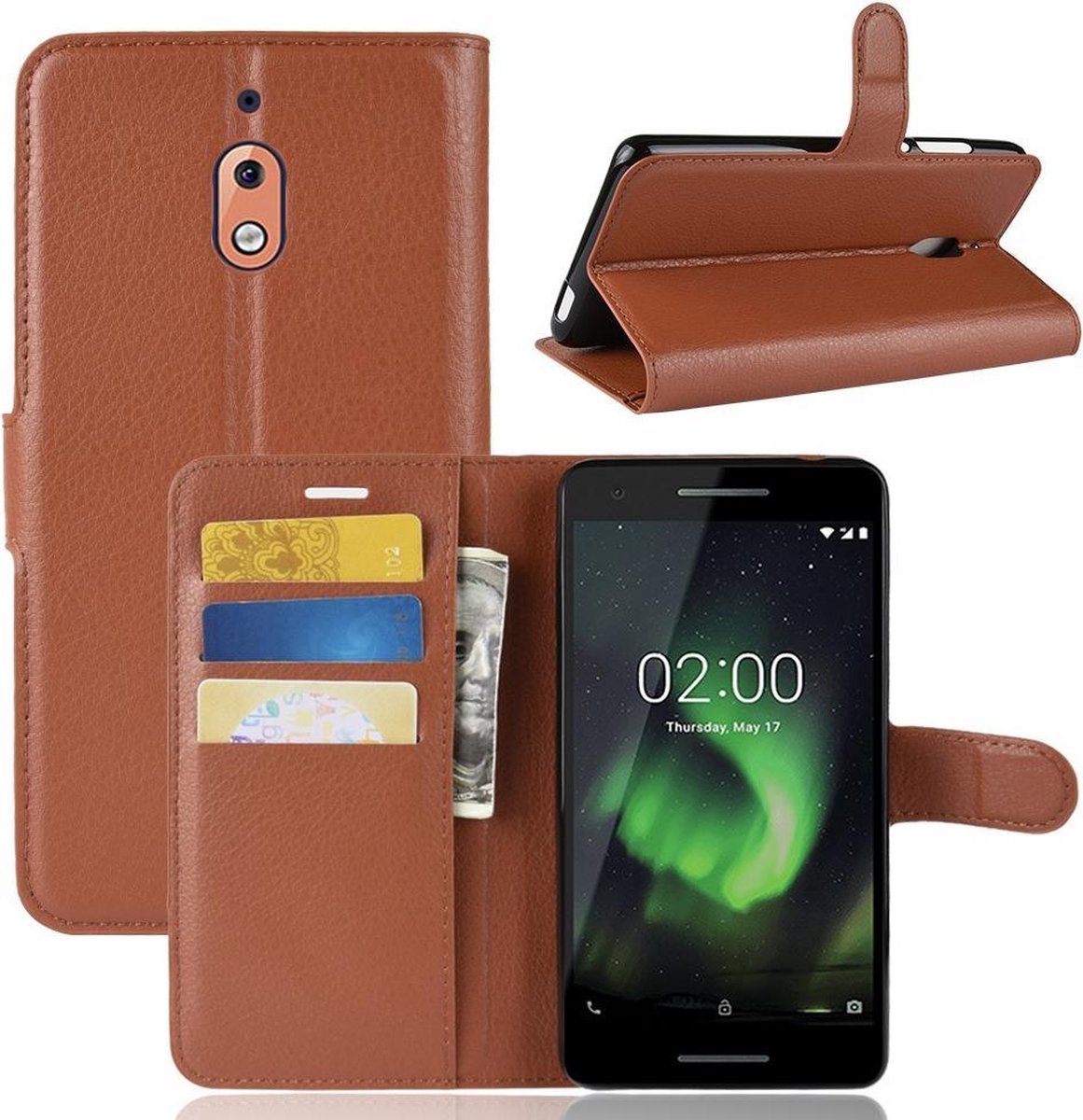 Book Case - Geschikt voor Nokia 2.1 Hoesje - Bruin