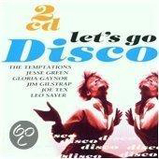 Cover van de 2cd 'Let's go Disco' met namen van artiesten en silhouetten van dansende mensen in rood en wit.