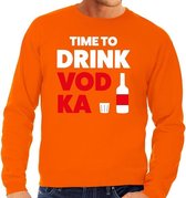 Time to Drink Vodka tekst sweater oranje heren - heren trui Time to Drink Vodka - oranje kleding M