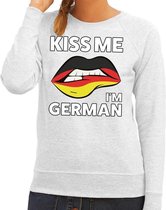 Kiss me I am German sweater grijs dames - feest trui dames - Duitsland kleding S