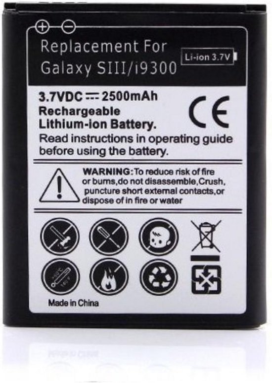 High Capacity Battery Batterij 2500 mAh voor Samsung Galaxy S3 i9300 i9305  | bol.com