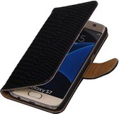 Mobieletelefoonhoesje.nl - Samsung Galaxy S7 Hoesje Slang Bookstyle Zwart