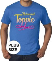 Grote maten Helemaal toppie t-shirt - blauwe met gekleurde letters - plus size heren 3XL