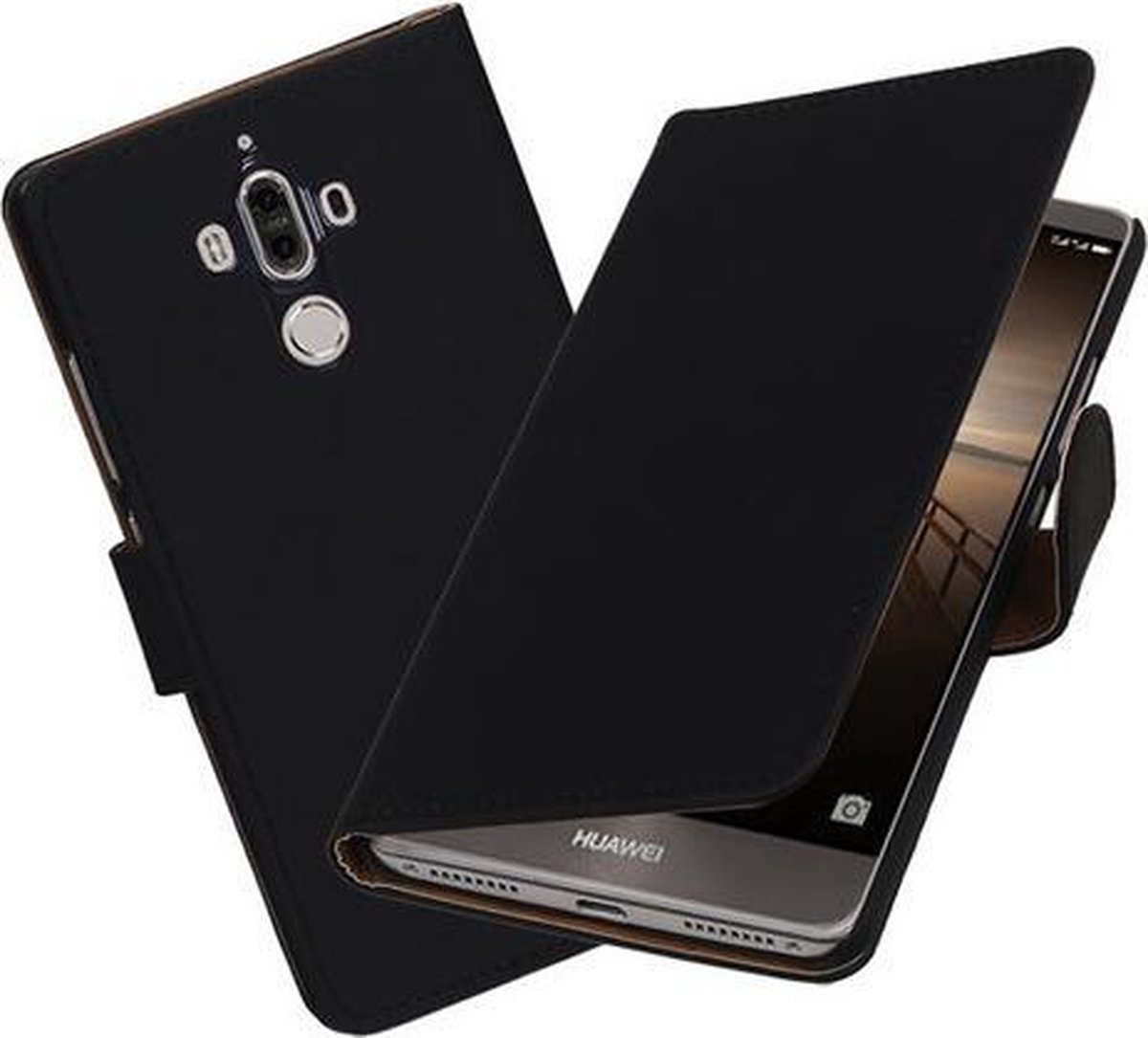 BestCases.nl Huawei Mate 9 Effen booktype hoesje Zwart