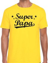 Super papa cadeau t-shirt geel voor heren L