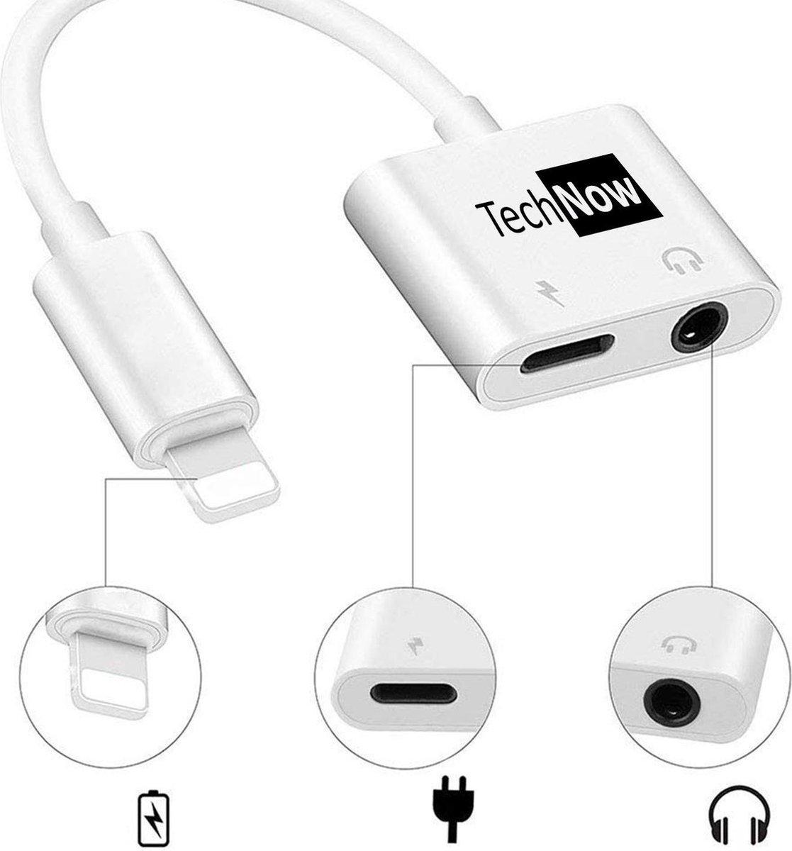 Lightning naar Jack Lightning Splitter 3.5mm Jack Audio Aansluiting