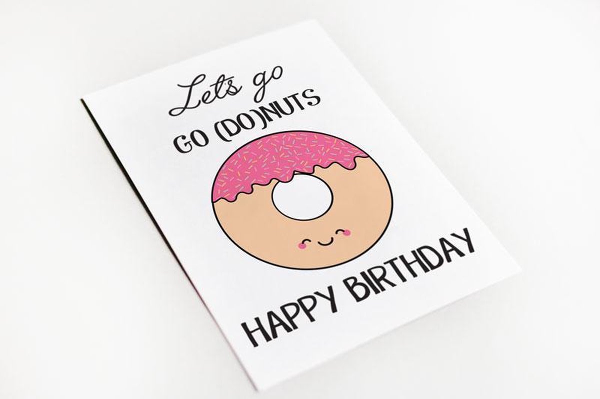 Wenskaart Lets go (Do)nuts verjaardag