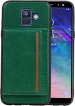 Groen Staand Back Cover 1 Pasjes voor Samsung Galaxy A6 2018