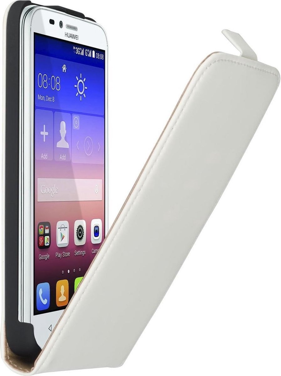 Wit premium leder flipcase Huawei Y625 hoesje
