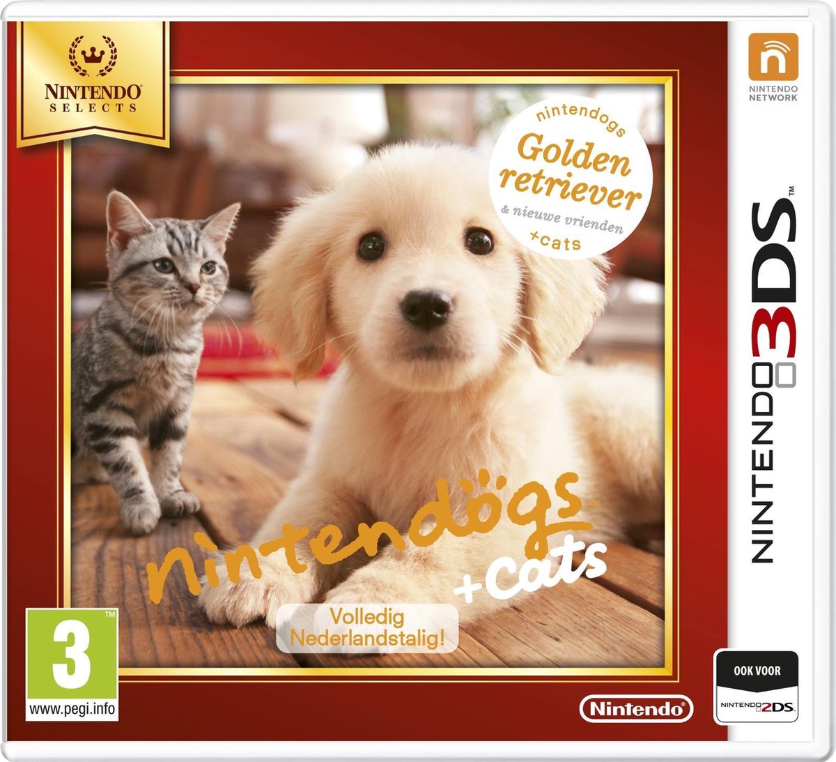 Nintendogs + Cats, Golden Retriever & Nieuwe Vrienden - Nintendo Selects - 2DS + 3DS - Nintendo