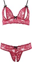 Cottelli Collection - Lingerie Set met Toegankelijkheid tot Tepels en Vagina voor een Spannende Ervaring – Maat L – Rood