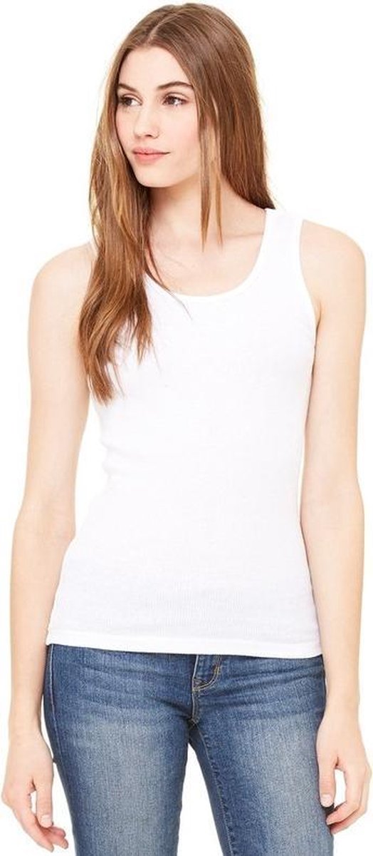 Dames rib tanktop wit - sportshirt - maat XL