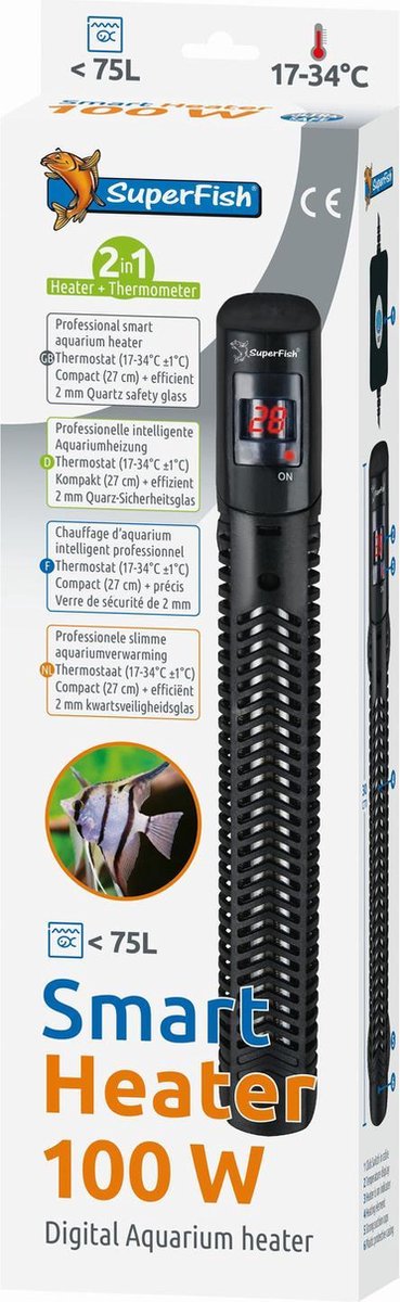 Superfish Smart Heater Digital 27 cm - Verwarming - 100 Watt Tot 75 Liter |  bol.com