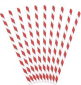Partydeco - Rietjes Stripes Wit/Rood (10 stuks)