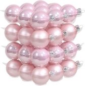 36x Roze glazen kerstballen 4 cm - mat/glans - Kerstboomversiering zoet roze