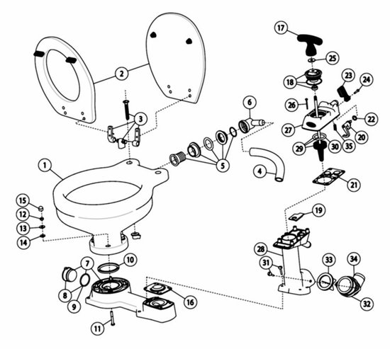Jabsco 29090-5000 Toilettes pompe à main Twist 'n' Lock avec pot compact |  bol.com