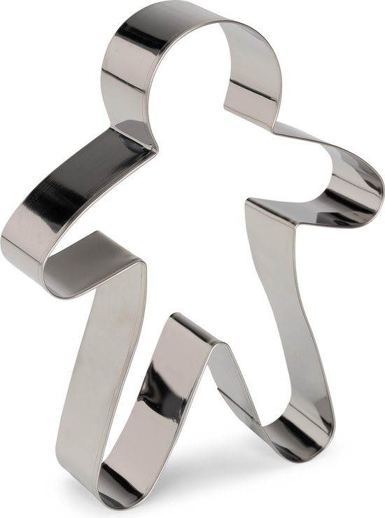 Emporte-pièce en acier inoxydable en forme de bonhomme en pain d'épice, 17 cm.