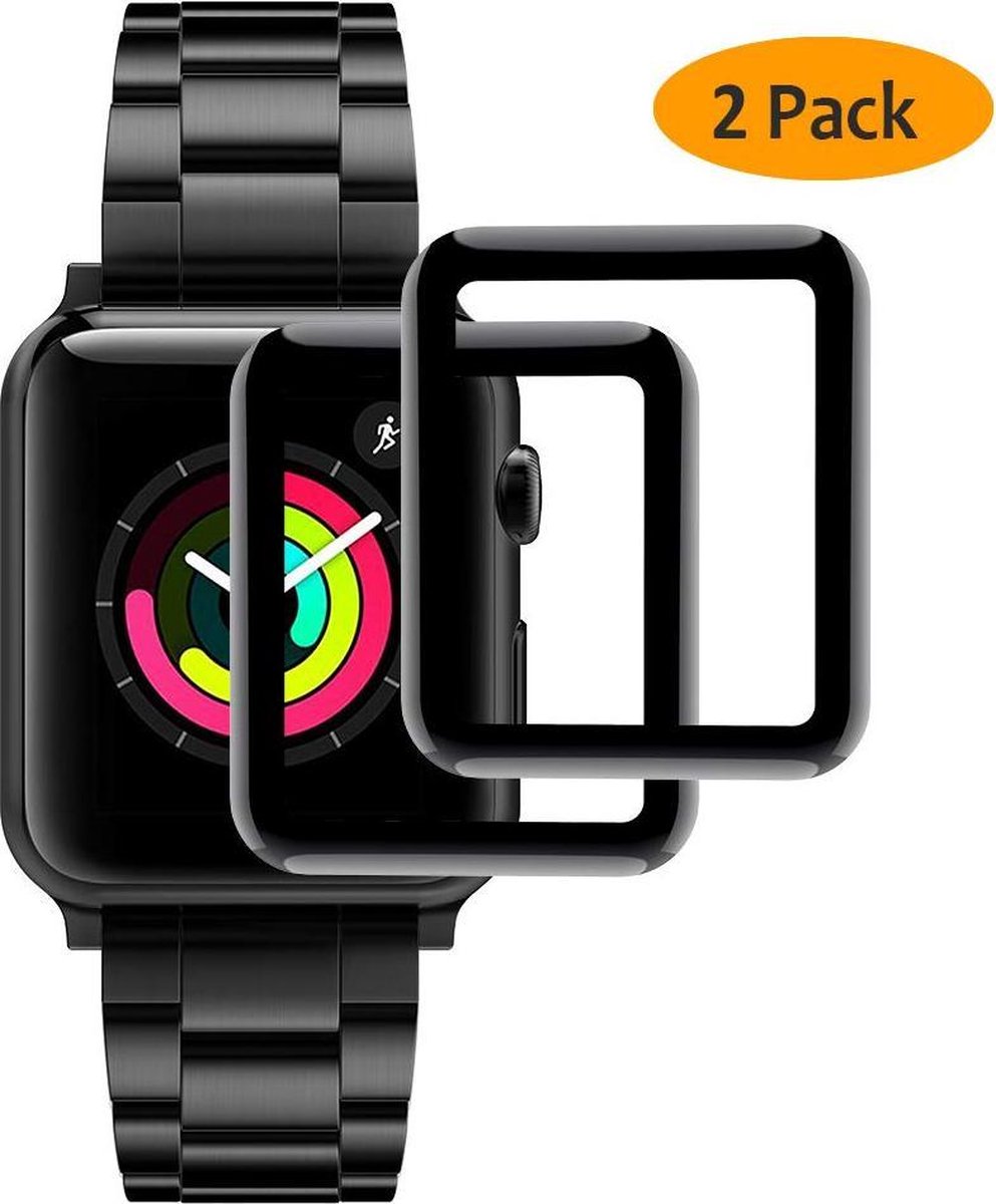 2 Pack Geschikt Voor: Apple iWatch 38mm Screenprotector Glazen Gehard Full Cover Volledig Beeld Tempered Glass