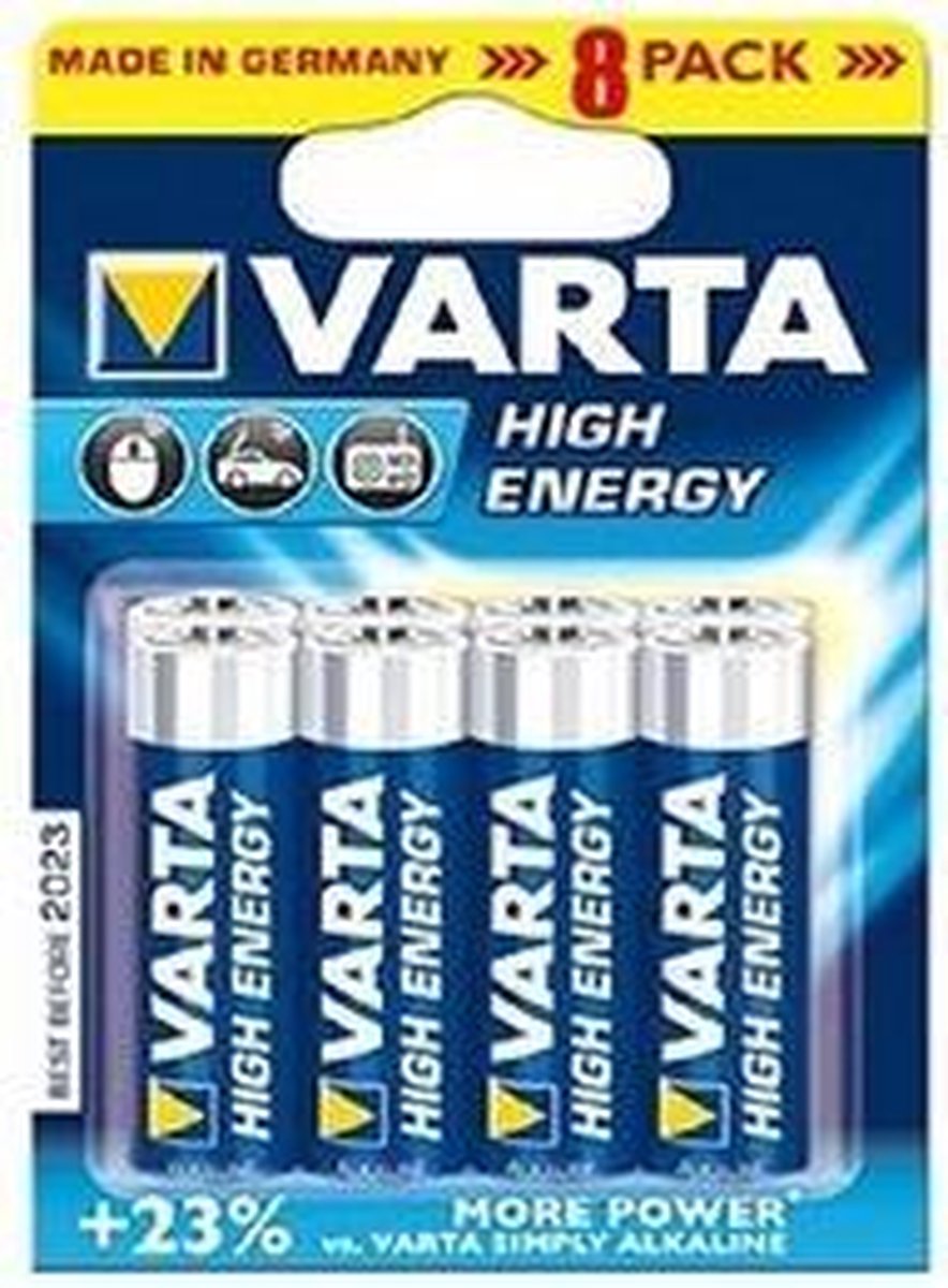Set van 8 x AA Varta alkaline batterijen - High Energy