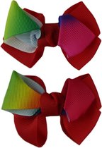 Jessidress Haarclips met regenboog kleuren strik - Rood