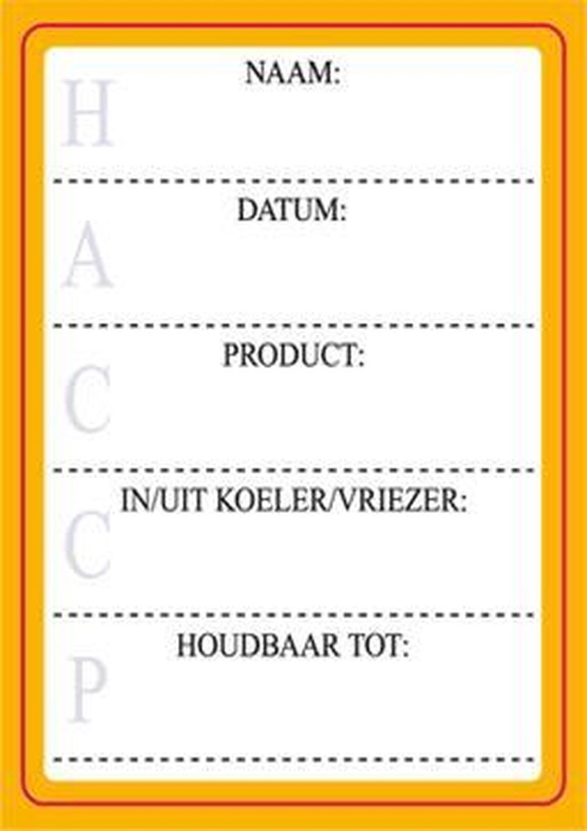 Etiketten HACCP Zwart/Geel
