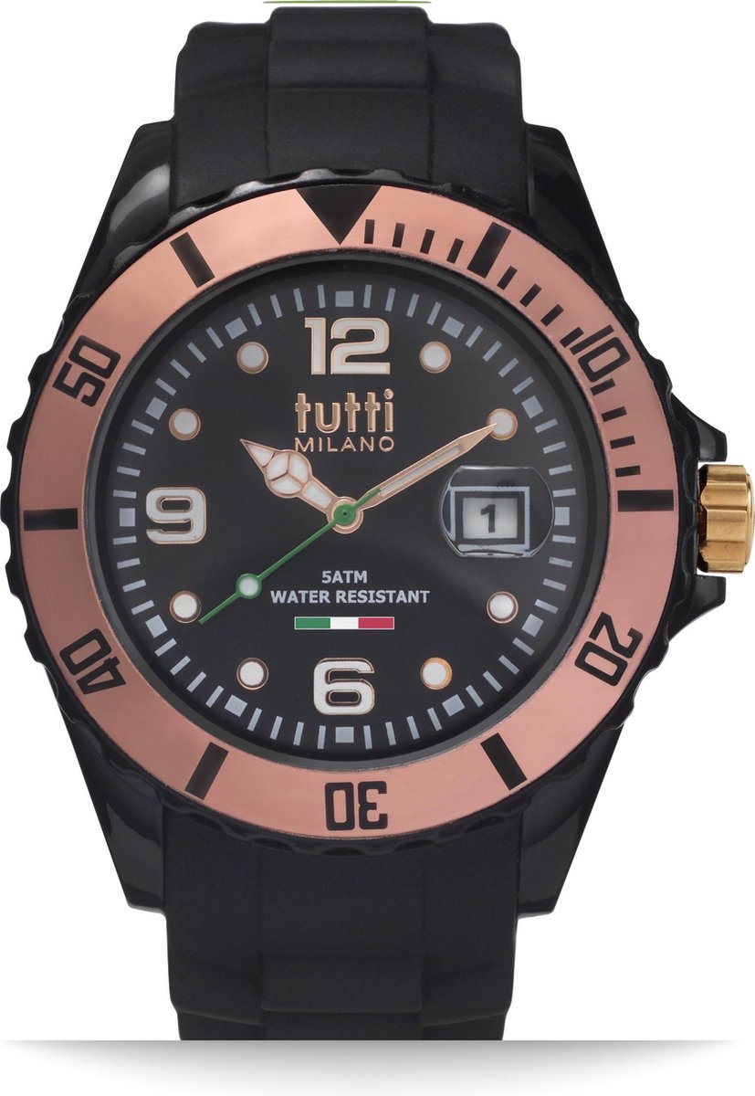 Tutti Milano TM002NORO- Horloge - 42.5 mm - Zwart - Collectie Pigmento