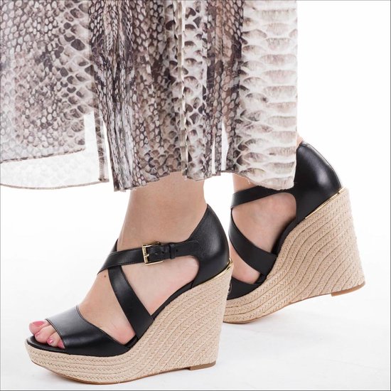 Michael Kors Dames Sandalen Abbott Wedge - Zwart - Maat 39 | bol.com