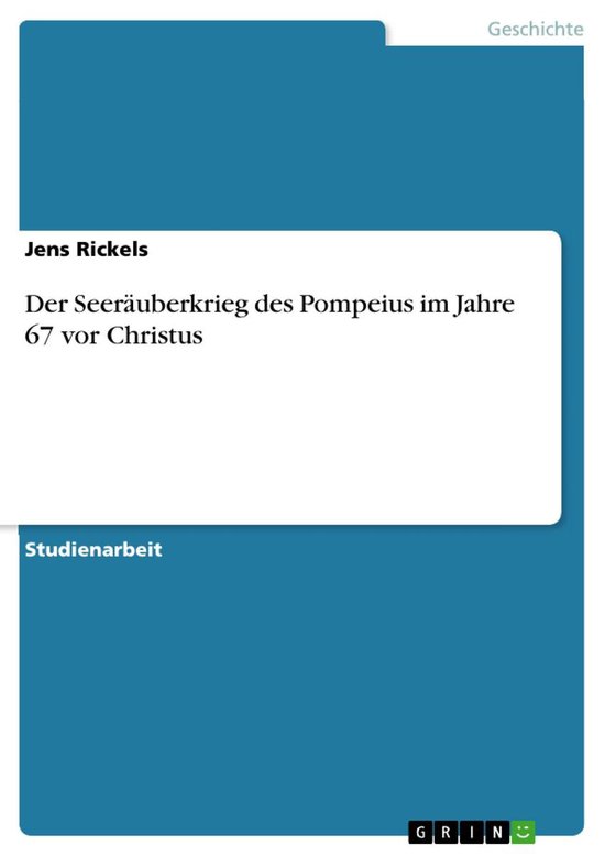 Der Seer�Uberkrieg Des Pompeius Im Jahre 67 Vor Christus - cover