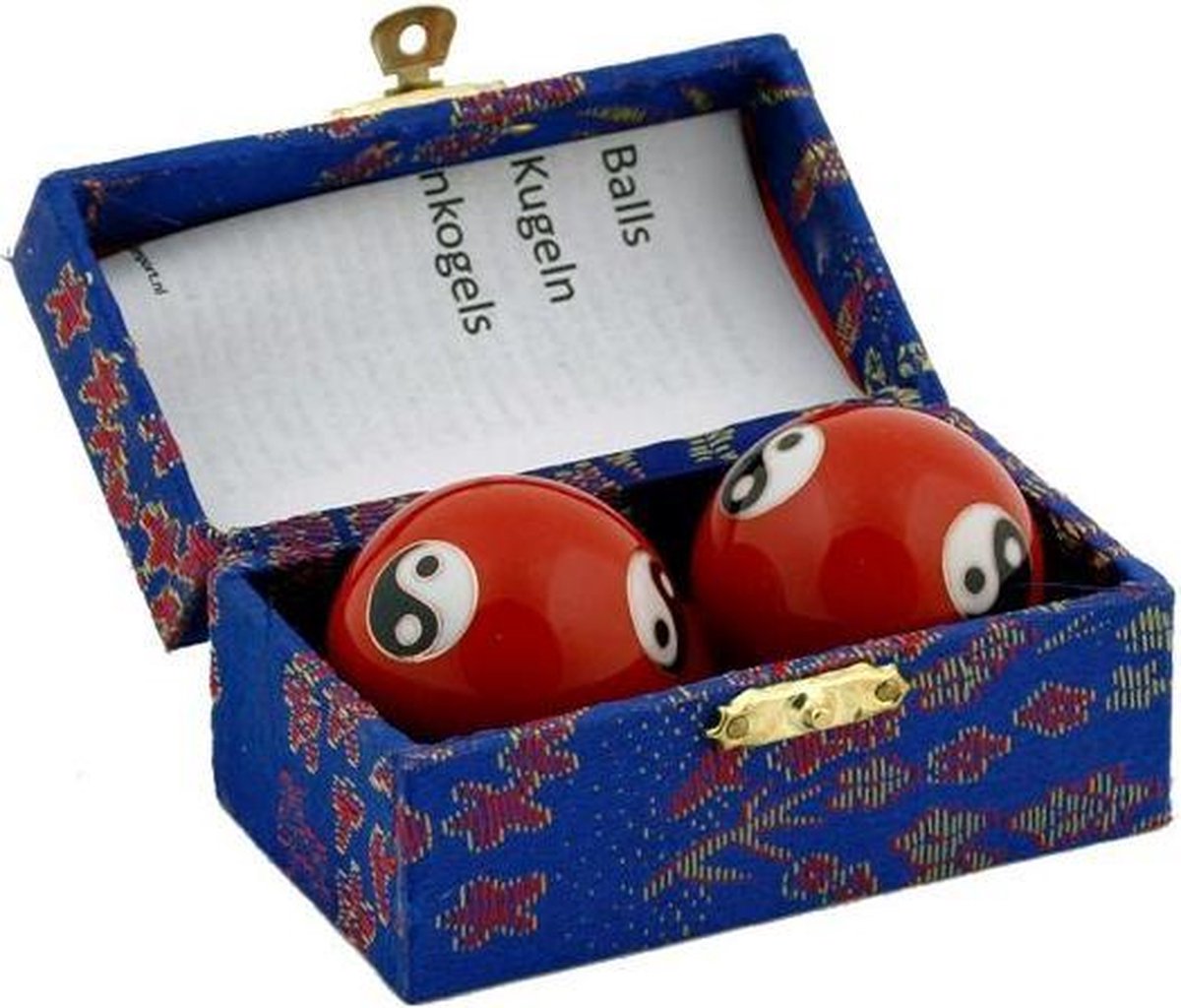 Goedkoopste Meridiaankogels Yin Yang rood - 4 cm (2 stuks) - S