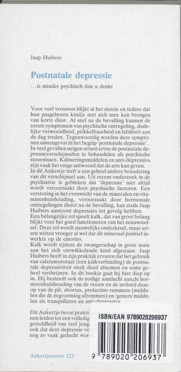 Postnatale depressie - back cover